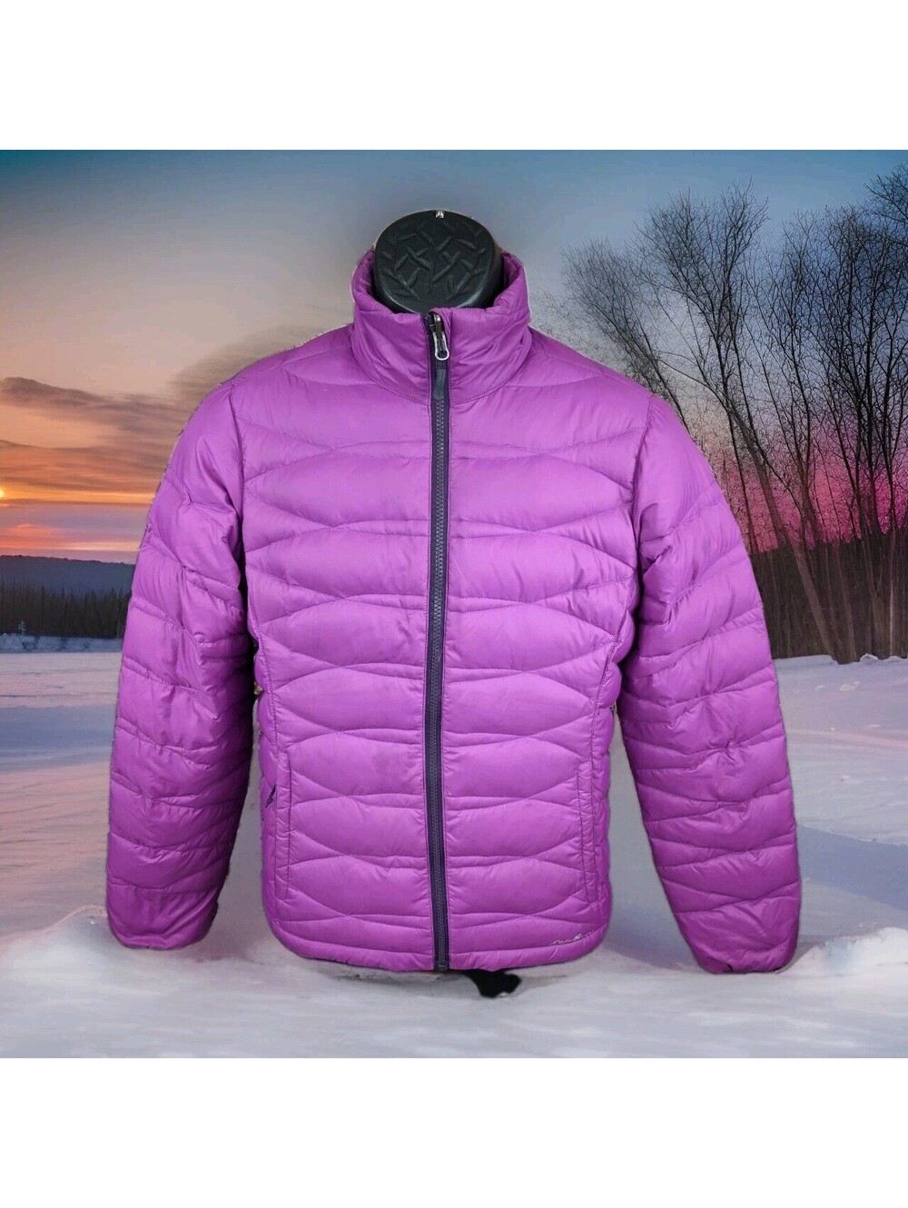 EDDIE BAUER Down Puffer Jacket Lightweight Quilt Winter Coat Purple Womens Small